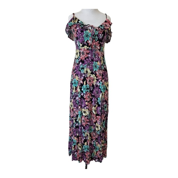 Lulu’s Dynah Black Floral Print Sleeveless Maxi Dress Small - Picture 4 of 17